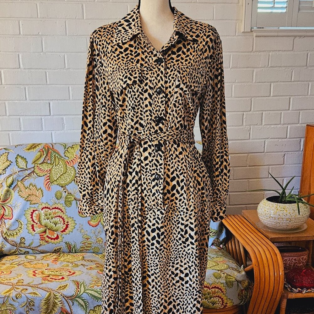Cheetah Print Shirtdress Medium